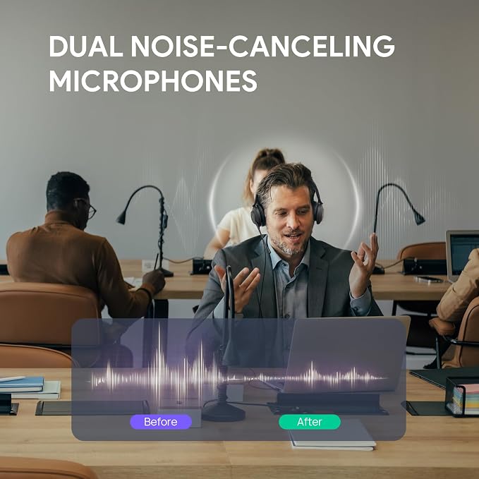 Yealink UH37 USB Headset with Mic Noise Cancelling Wired Headphone USB-C/A (Pack of 2)