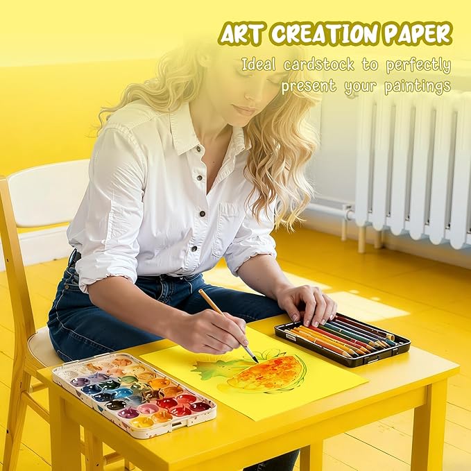Lemon Yellow Cardstock Paper 8.5 x 11, 40 Sheets Cardstock Printer Paper 8.5x11, Yellow Card Stock Paper 8.5 x 11, 200 GSM Yellow Construction Paper for DIY Cards, Greeting Cards, Party Decorations