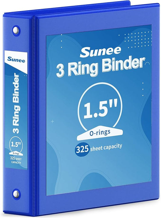 SUNEE 3 Ring Binder 1.5 Inch 1 Pack, Clear View Binder Three Ring PVC-Free (Fit 8.5x11 Inches) for School or Office Supplies, Cobalt Blue