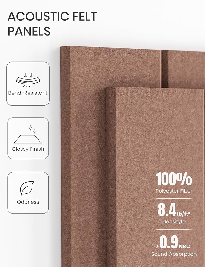 28" x 18" Cork Board Alternative, Wide Stripe, Boho | 6-Pack Felt Pin Board Tiles, 30 Adhesive Tabs, Custom Wall Layout, Photo Display, Memo Board, Office, Classroom, Dorm