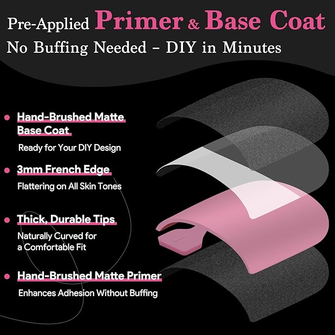 Toe Nails Press On French Tips for Women, 15 Sizes 150 Pcs Sharp Square Pre-applied Primer & Base Coat Toenail Press Ons Baby Pink Full Cover Fake Tips Extension