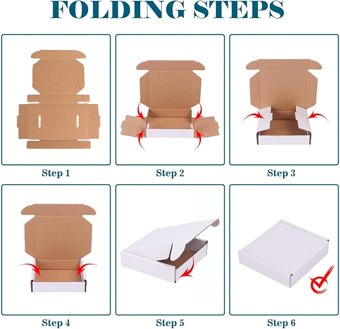Small Shipping Boxes 4x4x1, Set of 50, White Corrugated Cardboard Box (YD441-50W)
