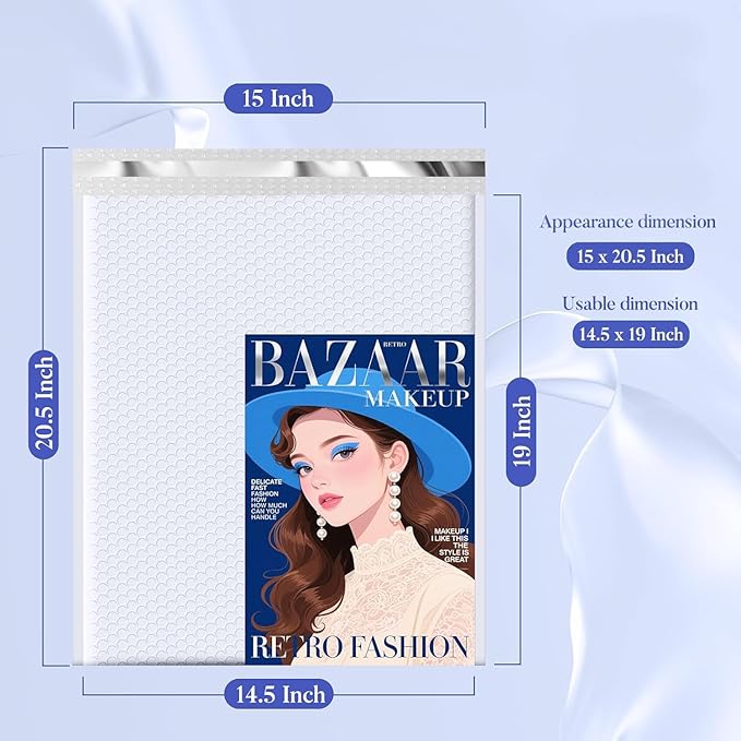 Fuxury Bubble Mailers 14.5x20" 120 Pack White Extra Large Padded Envelopes Usable Size 14.5x19" Self Seal Bubble Envelopes Padded Mailers Shipping Bags for Mailing book Clothes Small Business #7