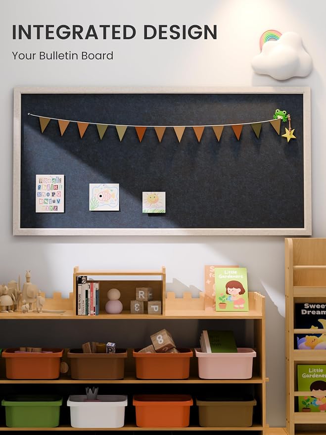 Fluxynara 47.2" x 23.6" Felt Frame Bulletin Board, Carbon Blue | Cork Board Alternative with 36 Removable Adhesive Tabs, Foldable Pin Board for Wall, Home, Office, Classroom & Dorm