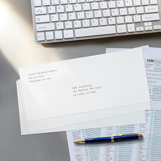 SUNEE #10 Security-Tinted Self Seal Envelopes – 500 Pack White Windowless Mailing Envelopes, 24LB Printer Friendly for Business, Home & Office Use (4-1/8 x 9-1/2")