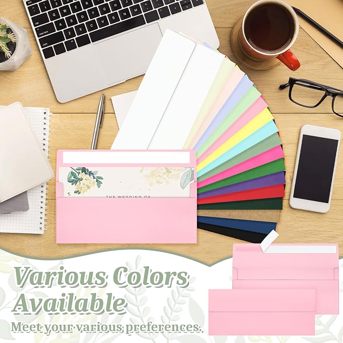 200 Pcs #10 Business Envelopes, Self Seal Standard Envelopes, Windowless Business Mailing Envelopes for Office, Checks, Letters, Invoices, Statements, Wedding, Size 4-1/8 x 9-1/2 inch (Pink)
