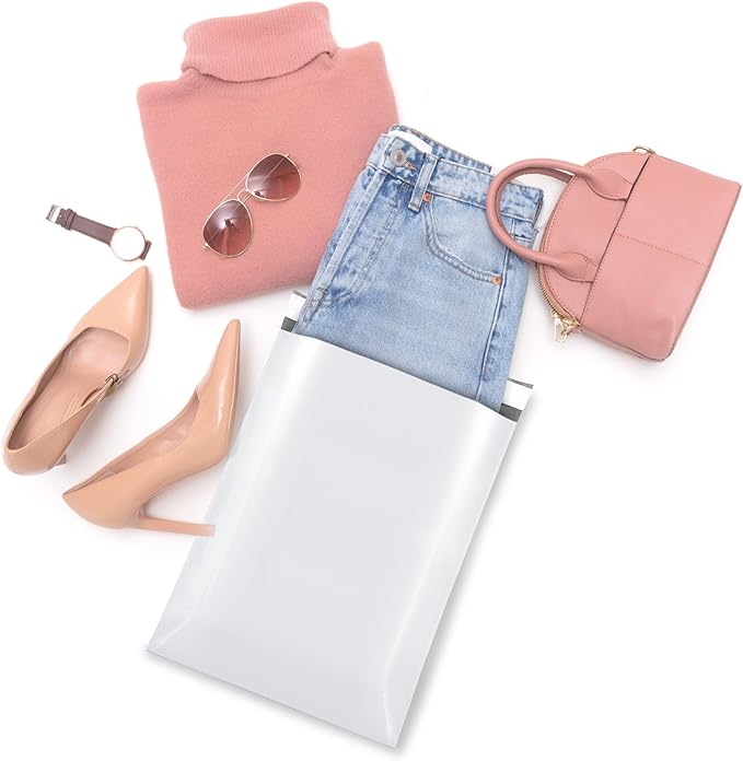 Fuxury 1500 Pcs 14.5x19" Poly Mailers,Waterproof Mailing Envelopes for Clothing, Strong Adhesive Poly Shipping Postage Bags for Small Business(White)