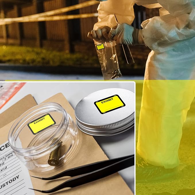 500 Pcs Exhibit Stickers Legal Exhibit Labels 1.65x1 Inches,Yellow | Self adhesive Exhibit Stickers Blank File Folder Tabs for Courts Office Legal Document Folder, Blank Writeable Report Divider