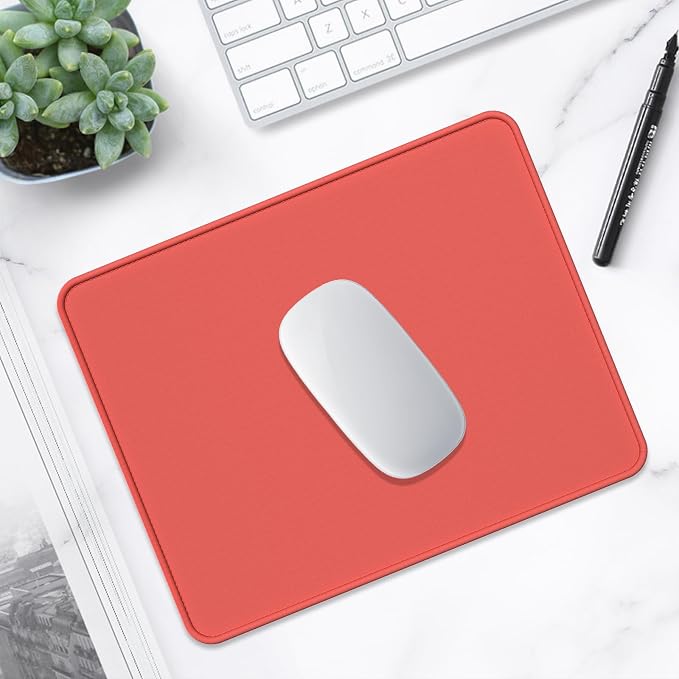 Hsurbtra Mouse Pad, Premium-Textured Square Mousepad 10.2 x 8.3 Inch, Stitched Edge Anti-Slip Waterproof Rubber Pretty Cute Computer Mat for Office Gaming Laptop Women Kids Bright Red