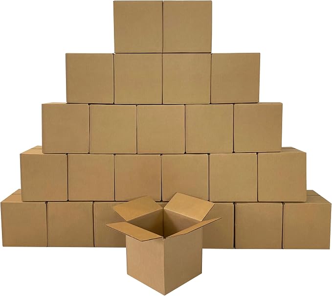 Corrugated Cardboard Boxes, 10 x 10 x 10 inch, 25 pack