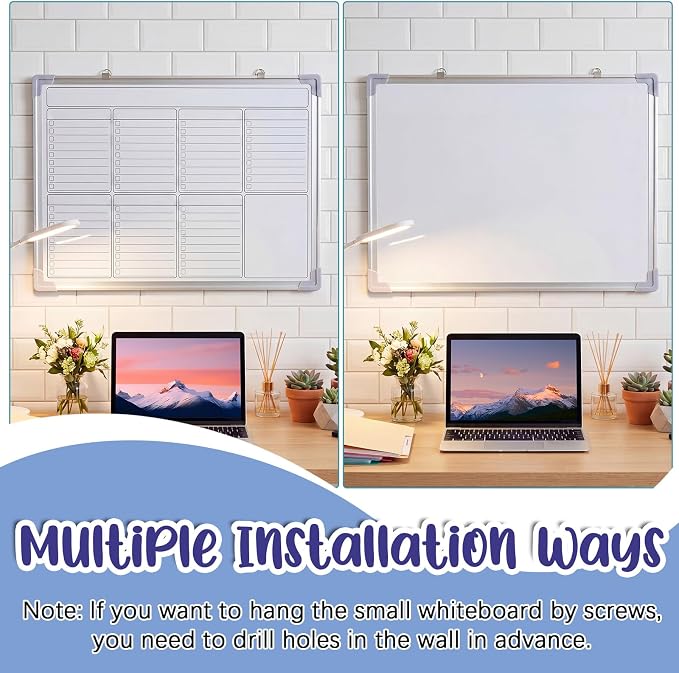 18" x 24" Magnetic to Do List Whiteboard, Weekly Planner, White | Large Weekly Dry Erase Board, Double-side Wall Whiteboard Calendar for Planning Drawing Memo, School Home Kitchen Office
