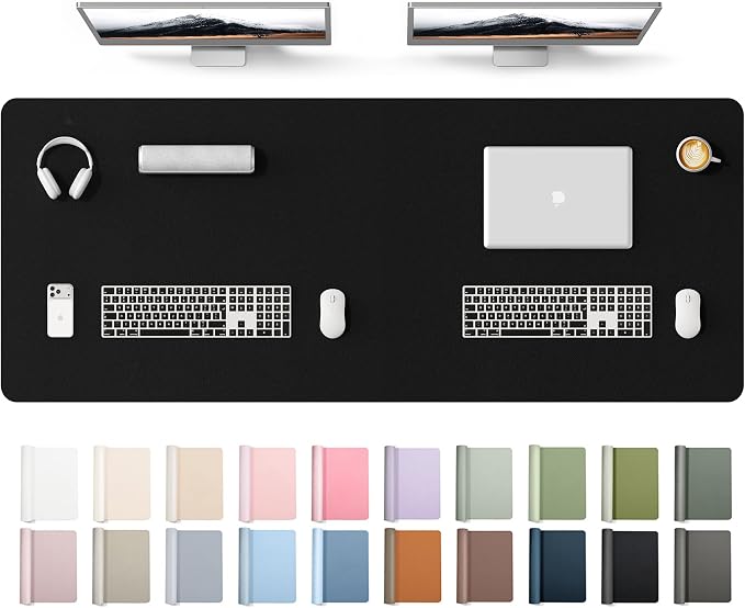 YSAGi Leather Desk Protector, Office Mat, Large Mouse Mat, Non-Slip PU Leather Blotter, Laptop Desk Mat, Waterproof Writing Pad for Office and Home(Black, 63" x 24")