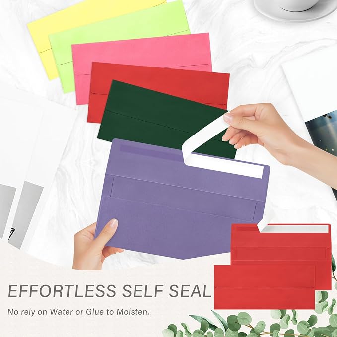 100 Pack #10 Red Envelopes Letter Size Self Seal Business Envelopes | Security Mailing Envelopes, 4 1/8 x 9 1/2 Inches