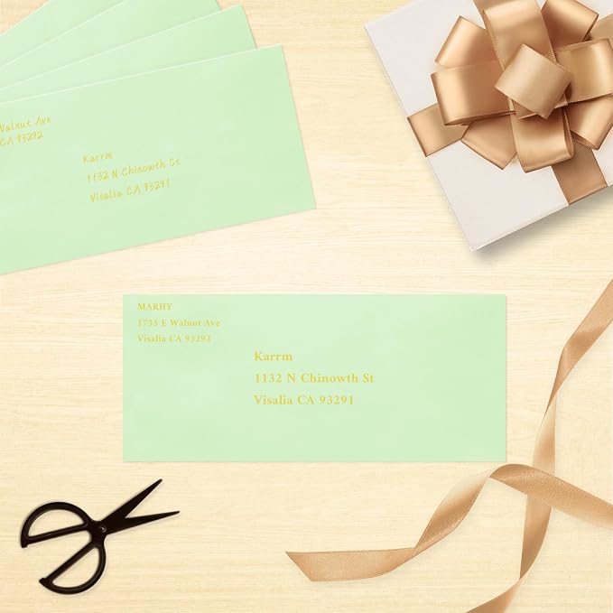 50 Pack #10 Business Envelopes, Light Green Standard Envelopes Self Seal, Letter Size Mailing Envelopes for Checks Letters Invoices Statements Christmas Birthday Graduation Wedding, 4 1/8 x 9 1/2 Inch