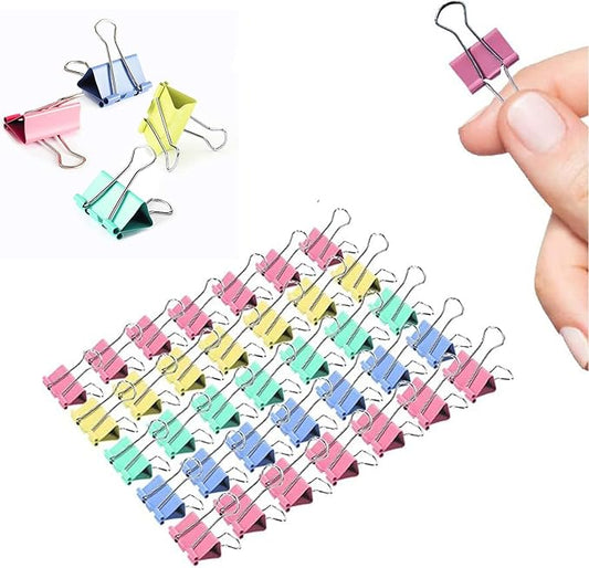 Mini Binder Clips, 120 Pack, 5/8 Inch, Color, Standard 15mm, Micro Paper Clips, Fold Clamp, Capacity 0.23 Inch, Office and School Supplies