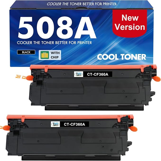 508X 508A Black Toner Cartridge High Yield M553 CF360X CF360A 2 Pack | Compatible for HP Color LaserJet Enterprise M553 M552 M552dn M553dn MFP M577 Series M553n M553x Printer