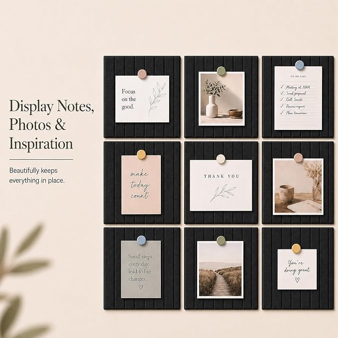 Stripe Felt Bulletin Board Tiles, Cork Board Alternative 48 x 36 in | 0.35 in modular felt wall tiles for notes, photos, schedules, reminders in offices, classrooms, home and office workspaces