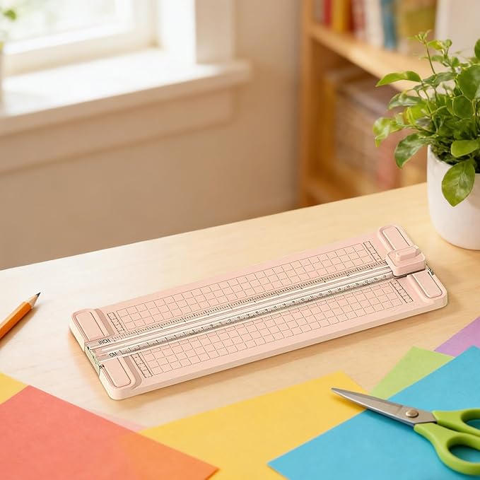 4-in-1 Paper Cutter, 12" Paper Trimmer with 4Pcs Straight,Wave,Perforated,Creasing Blades, Paper Cutter Slider for Craft Paper,Card Stock,Label,Photo,Postcard, Multi-Function Scrapbook Tool (#PK)