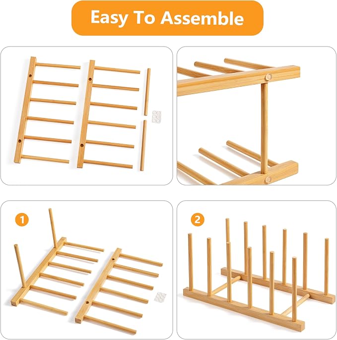 HBlife Desk File Organizer 2 Pack Bamboo 5 Section Vertical File Sorter | Binder & Folder Holder for Home,Office & School