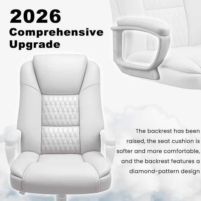 Home Office Chair, 400LBS Big and Tall Chair Heavy Duty Design, Ergonomic High Back Cushion Lumbar Back Support, Computer Desk Chair, Adjustable Executive Leather Chair with Armrest