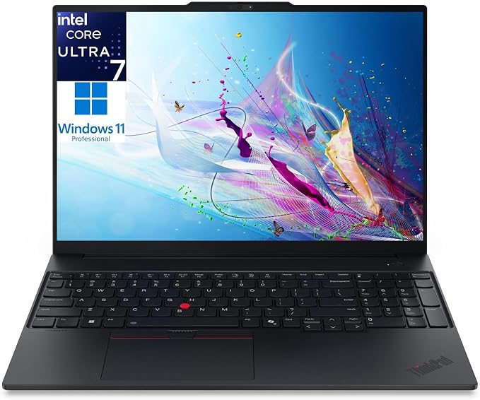 Lenovo ThinkPad E16 Laptop, Intel Ultra 7 255H, 32GB DDR5 RAM, 1TB SSD | 16" Laptop Computer for Business, Long Battery Life with Fingerprint Reader & Backlit Keyboard, Windows 11 Pro, Black
