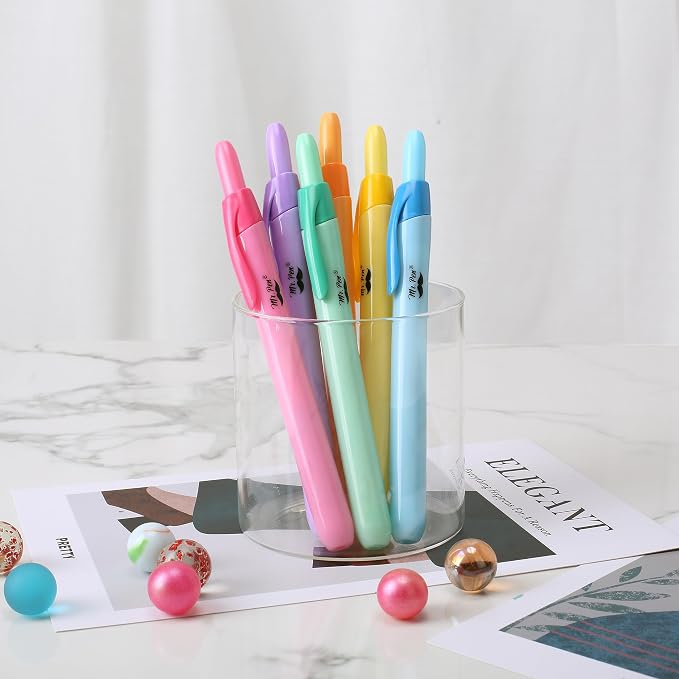 Mr. Pen- Retractable Highlighters, 6 Pack, Bright Colors | Chisel Tip Highlighter Marker Set, Click Highlighter Markers for Classroom, Journaling, Study Supplies