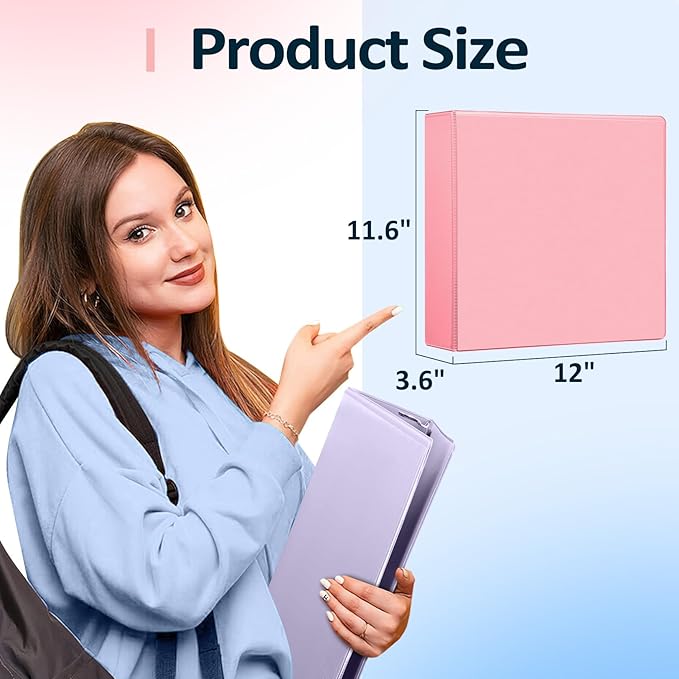 Sooez BinderX Extra Durable 1.5 Inch 3-Ring Binder, Holds 400 Sheets of 8.5x11 Paper, Customizable View Cover with Inside Pockets, Heavy Duty Binder for School, Yellow