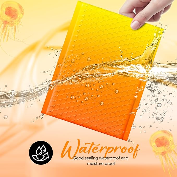 Fuxury Bubble Mailers 6x10 Inch 100 Pack Padded Envelopes Usable Size 6x9" Thick Mailing Envelopes Bubble Opaque Padded Mailers Shipping Bags for Mailing Jewelry Makeup Small Business #0 YellowOrange