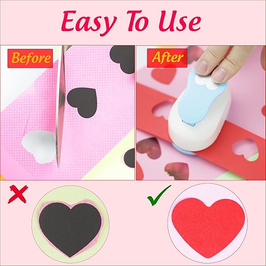 Heart Punches for Paper Crafts, 1-Inch Across, Small Hole Heart Punch Cutter, Lever Punch, Heart Shape for Card Making, Scrapbooking, DIY Arts.