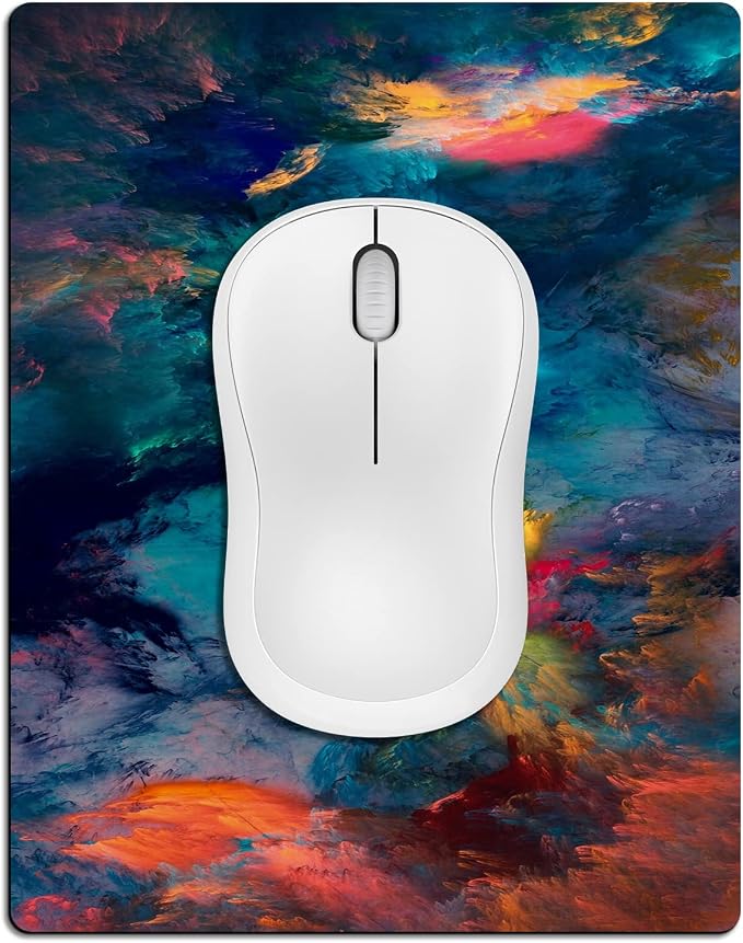 Small Mouse Pad Cute, Mini Mouse Pads for Wireless Mouse and Laptop, Travel Mousepads with Designs - Color Splash/Colorful Clouds, Portable Mousepad with Non-Slip Rubber Base - 5.5 x 7 in