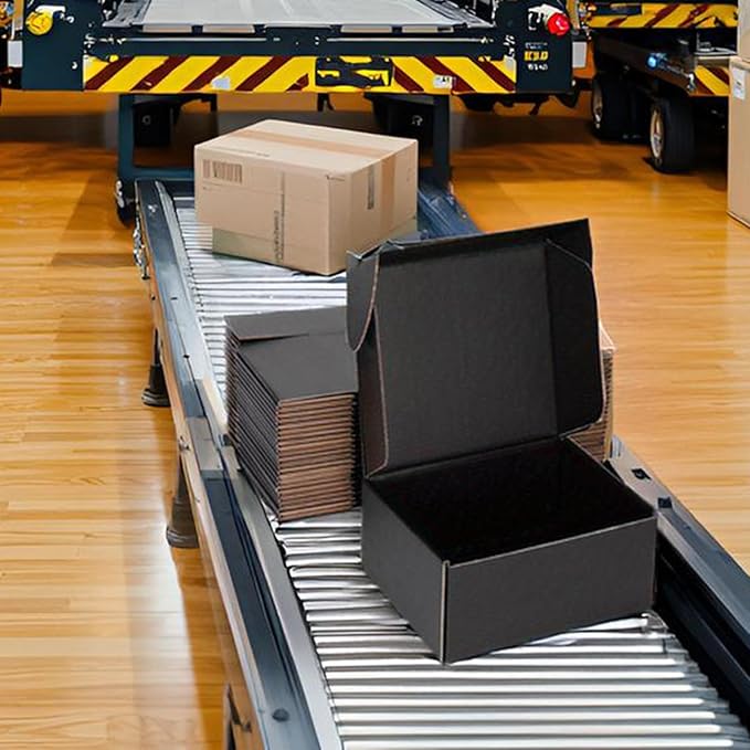 Small Shipping Boxes 8x6x4 Inch (25 Pack) - Sturdy Black Corrugated Cardboard Boxes for Small Business, Ecommerce, Mailing & Packaging | Recyclable Gift & Storage Boxes