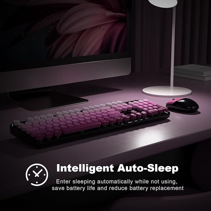 KNOWSQT Wireless Keyboard and Mouse Combo - Blackpink-Gradient Colorful 2.4G Typewriter Full-Size Cute Keyboards - USB Receiver Plug and Play, for Computer, PC, Laptop, Desktop, Windows