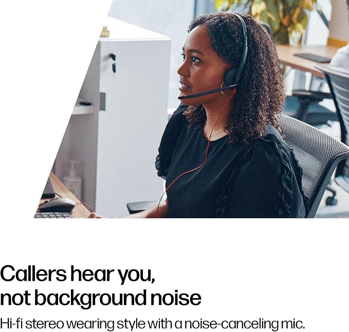 Poly Blackwire 3220 Wired Headset with Mic, Hi-Fi Stereo Sound, Noise-Canceling Mic, Stereo Design, Connect to PC via USB-C & USB-A Adapter, Over-Ear Design, Works with Virtual Meeting Platforms