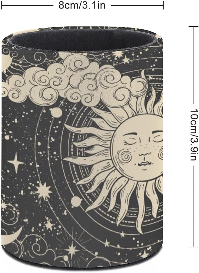 Tarot Celestial Boho Pen Holder Pencil Cup for Desk Organizer | Cute Makeup Brush Holder PU Multifunctional Office Suppliesfor Decor Home Classroom School