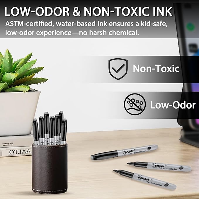 Dry Erase Markers Bulk, Fine Tip, 75 Pack Black Whit Board Dry Erase Markers, Low-odor, School Home & Office Suppllies