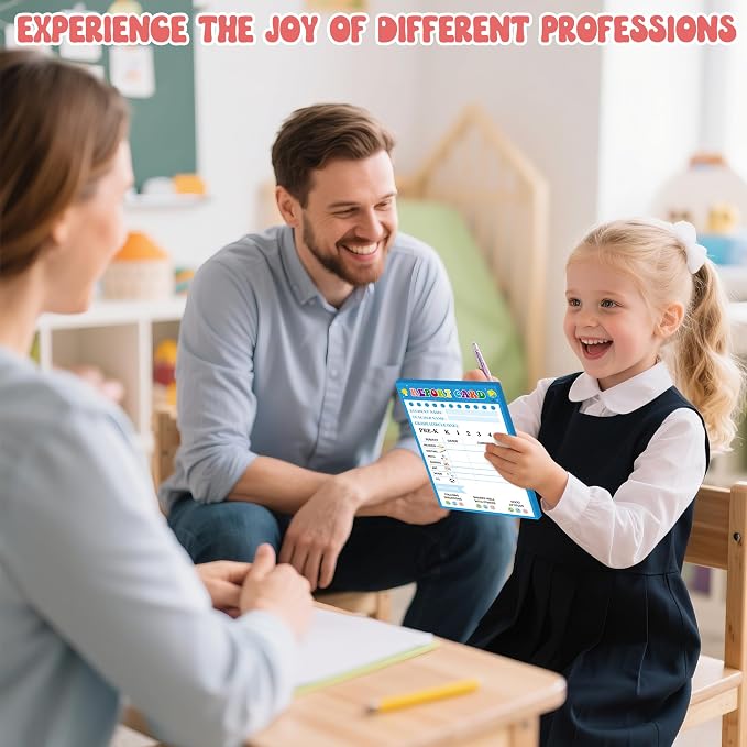 TICIAGA Kids Pretend Play Notepads - 10PCS 4x6 In Playtime Pad Included Today’s Lesson Homework Report Card Notepad 30 Page Pretend Notebook Imaginative Role for Toddler Kid Play Game, School Teacher