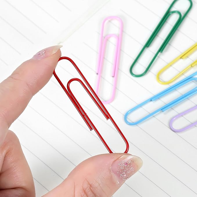 Paper Clips, 110Pcs Colored Paper Clip Assorted Sizes (2 inch & 1.3 inch,1.1 inch), Largr PaperClips, Small Medium Paper Clips for Office Supplies Document Organizing, Colorful and Heavy Duty