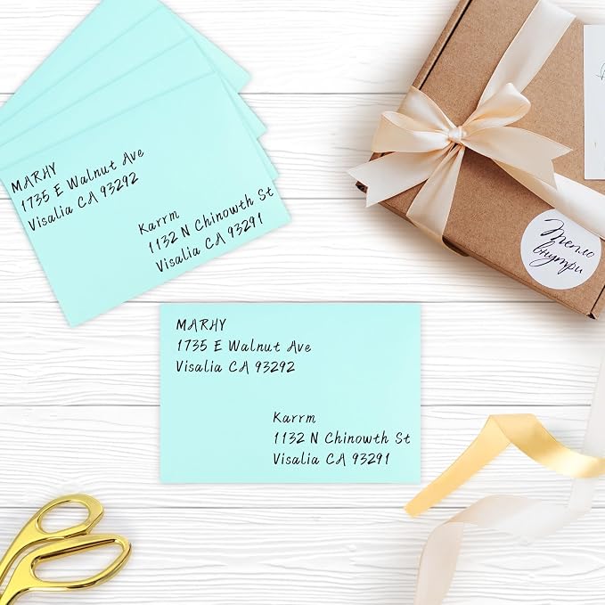 100 Pack A7 Envelopes, Light Blue Greeting Card Envelopes Self Seal, 5.24 x 7.24 in Envelopes for Birthday Graduation Baby Shower Wedding Invitation Cards