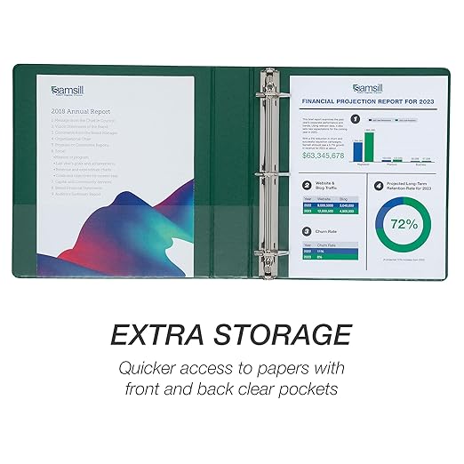 Samsill Durable 1.5 inch 3 Ring Binder, D Ring Binder, 100% Recycled Chipboard, Basis Assortment, 4 Pack