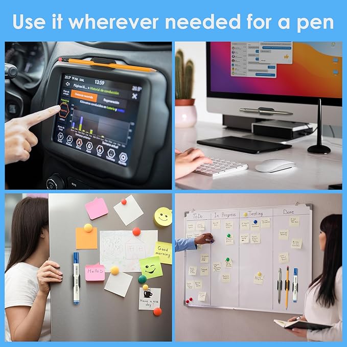 20 PCS Adhesive Pencil Holders, Silicone Marker Organizer for Desk, Notebook, Wall or Clipboard, Reusable Teacher Supplies for Classroom, Office, School Accessories (Black)