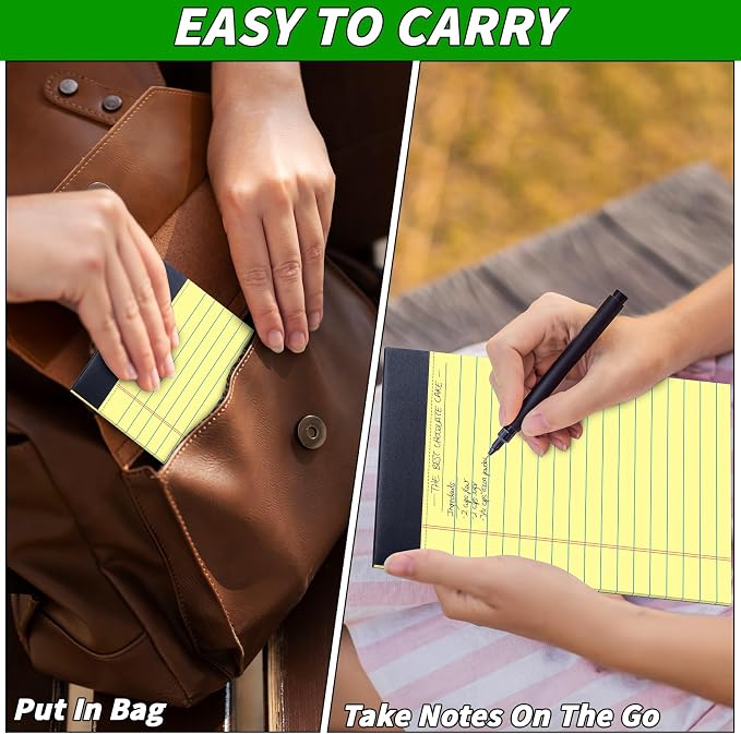 48 Pack Legal Pads 5 x 8 Inch Yellow Notepads College Ruled Writing Pads | Perforated Memo Pads with Lined Paper for Office, School and Home; Great for Notes, Lists, Planning and Daily Writing
