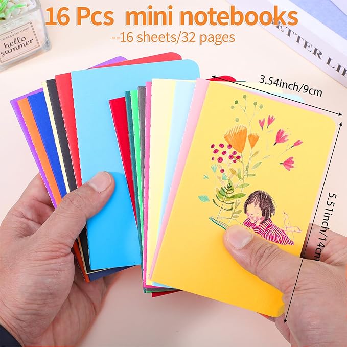 BESARME 16 Pack Mini Notebooks Bulk, Mini Pocket Notebooks for Kids Small Lined Pocket Notebook for Students School Supplies Notepads Colorful Classroom Gift Exchange Party Favors Easter Gifts