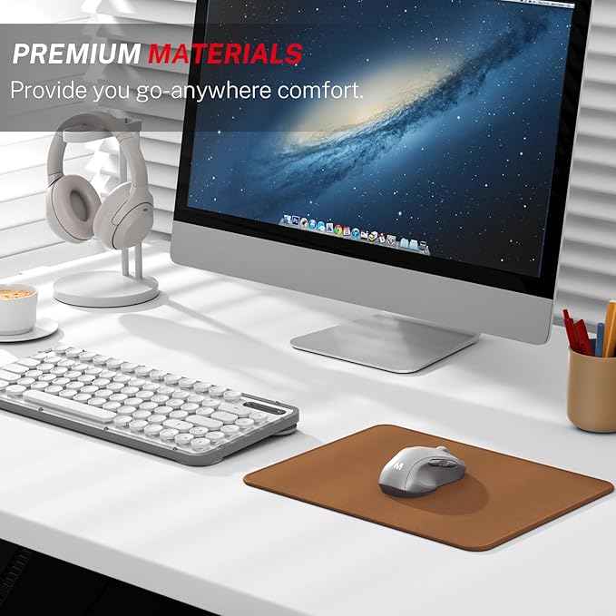 MROCO Mouse Pad [30% Larger] with Anti-Fray Stitched Edges, Premium-Textured Waterproof Surface, Non-Slip Rubber Base, Computer & Gaming Mouse Mat for Laptop, Office & Home, 8.5 x 11 in, Coffee Brown