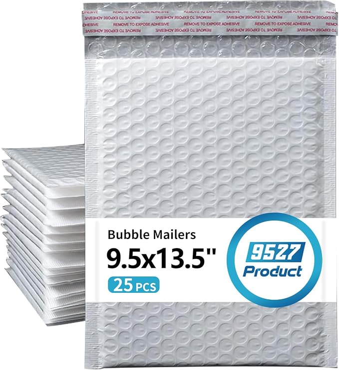 9527 Product Self Sealing Poly Bubble Mailers 9.5"x 13.5" Padded Shipping Envelopes 25Pcs