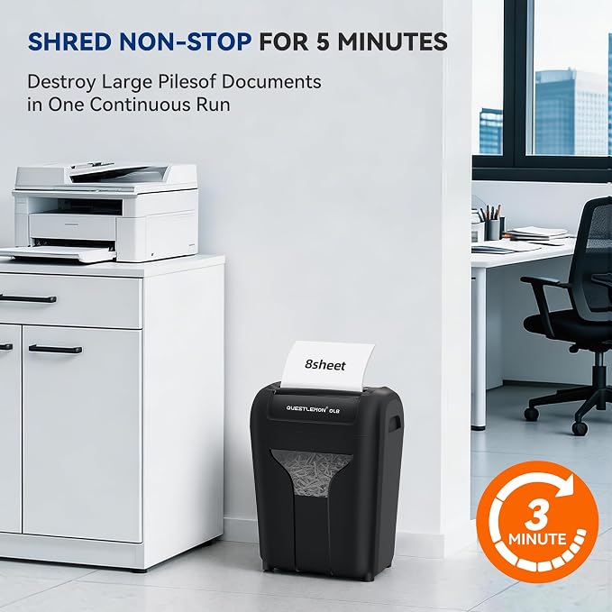 8-Sheet Paper Shredder for Home, Quiet Cross Cut Shredders, P-4 Ultra Security, 4 Gal Bin, Shred Quietly for Shred for Credit Card, Mail, Staples, <58 dB(OL8)