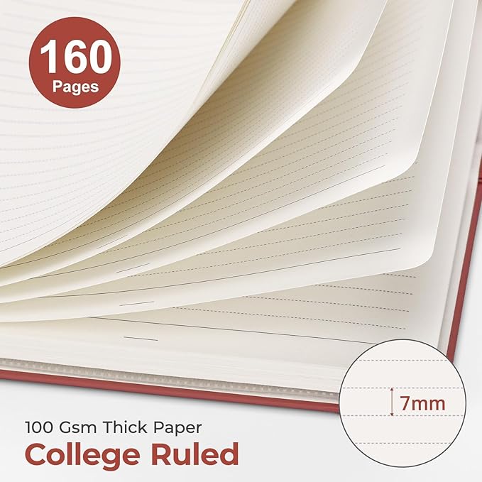 AHGXG Spiral Journal Notebook, 160 Lined Pages, A5 Medium Size (5.7'' x 8.3''), for Men & Women, Journaling, Writing, Work & Office, Hardcover, 100 GSM Thick Paper (Burgundy)