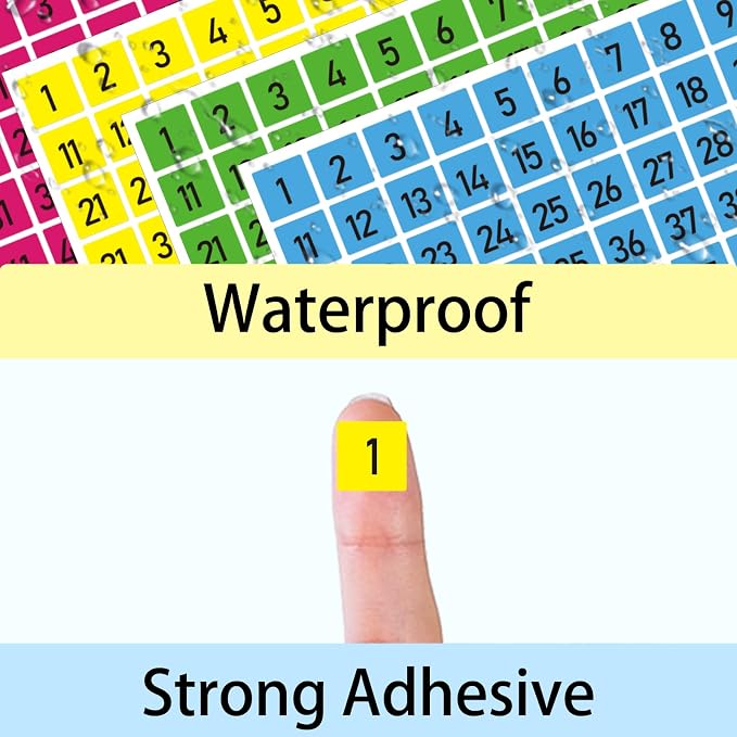 6000 PCS Number Stickers 1 to 100, 0.4 inch Square Consecutive Number Stickers Labels for Inventory, Storage, Organizing, Boxes, Bins, Toolbox (4 Colors)