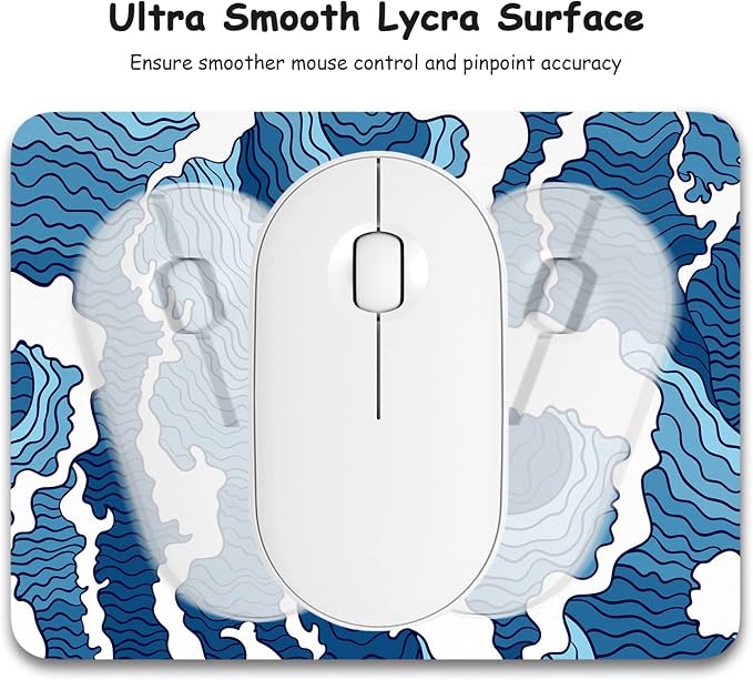 Dapesuom Small Mouse Pad, 6 x 8 Inch Thick Rubber Premium-Textured Non-Slip Portable & Washable Mini Mouse Mat for Women Men Wireless Laptops Keyboard Tray Gaming Work Computer Office Travel, Waves