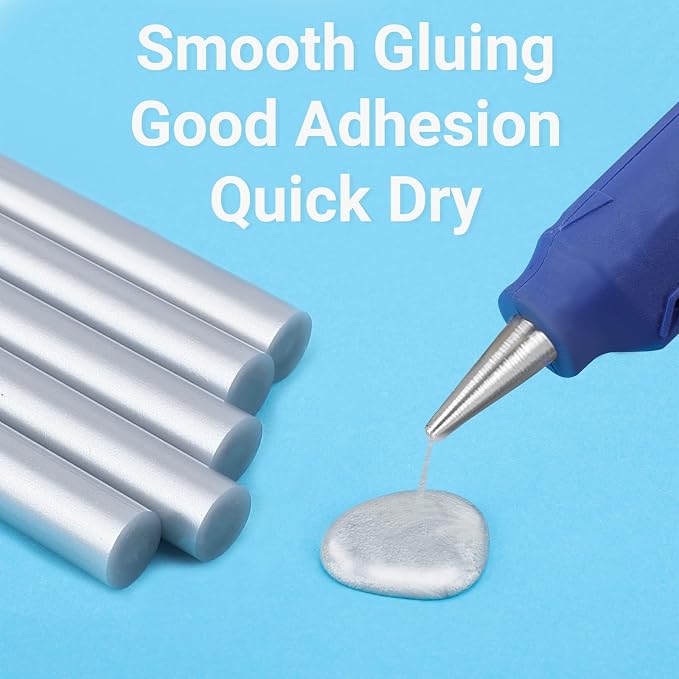 72 Pack 0.43x4 Metallic Silver Hot Glue Sticks Bulk, Hot Melt Glue Sticks for Christmas Cards, Wax Seal Stamp, Decoration, Handmade Arts and Crafts DIY, Car Dent Repair