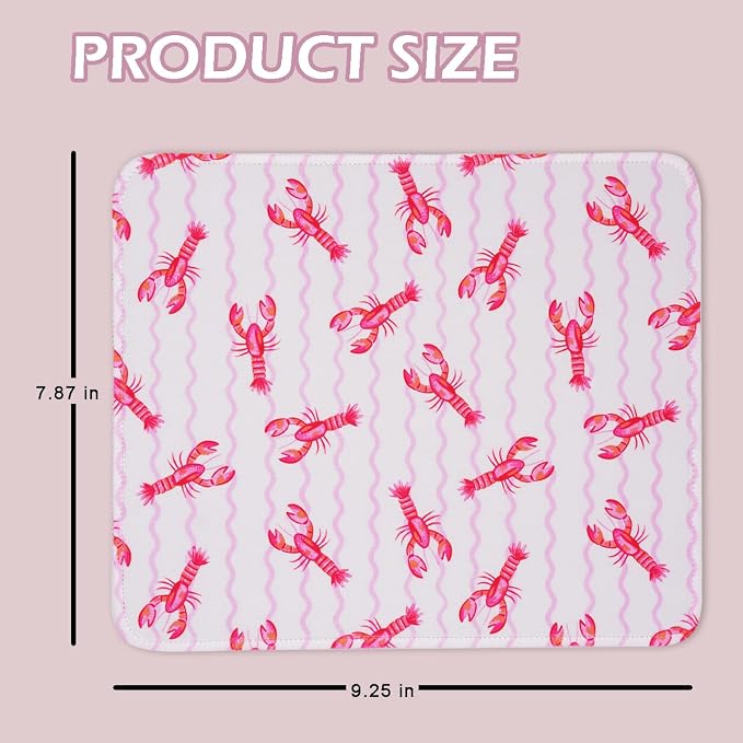 Mouse Pad for Desk with Stitched Edge, Premium Cute Washable Mouse Pads. Computer Mousepad with Non-Slip Rubber Base, Mousepads for Laptop, 9.25x7.75x0.12 inch (Crayfish Waves)